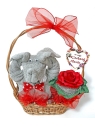 Zestaw okolicznościowy - Dzień Matki - Słoń z dwóch ręczników z różą - RED