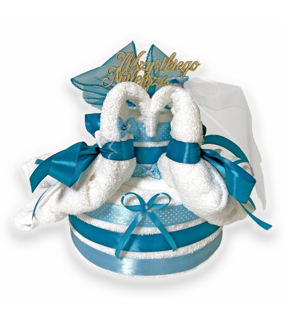Tort Prezentowy Łabędzie z sześciu ręczników - BLUE