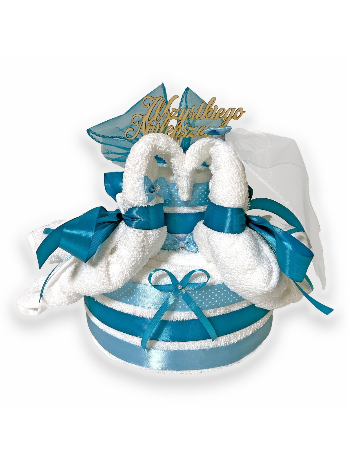 Tort Prezentowy Łabędzie z sześciu ręczników - BLUE