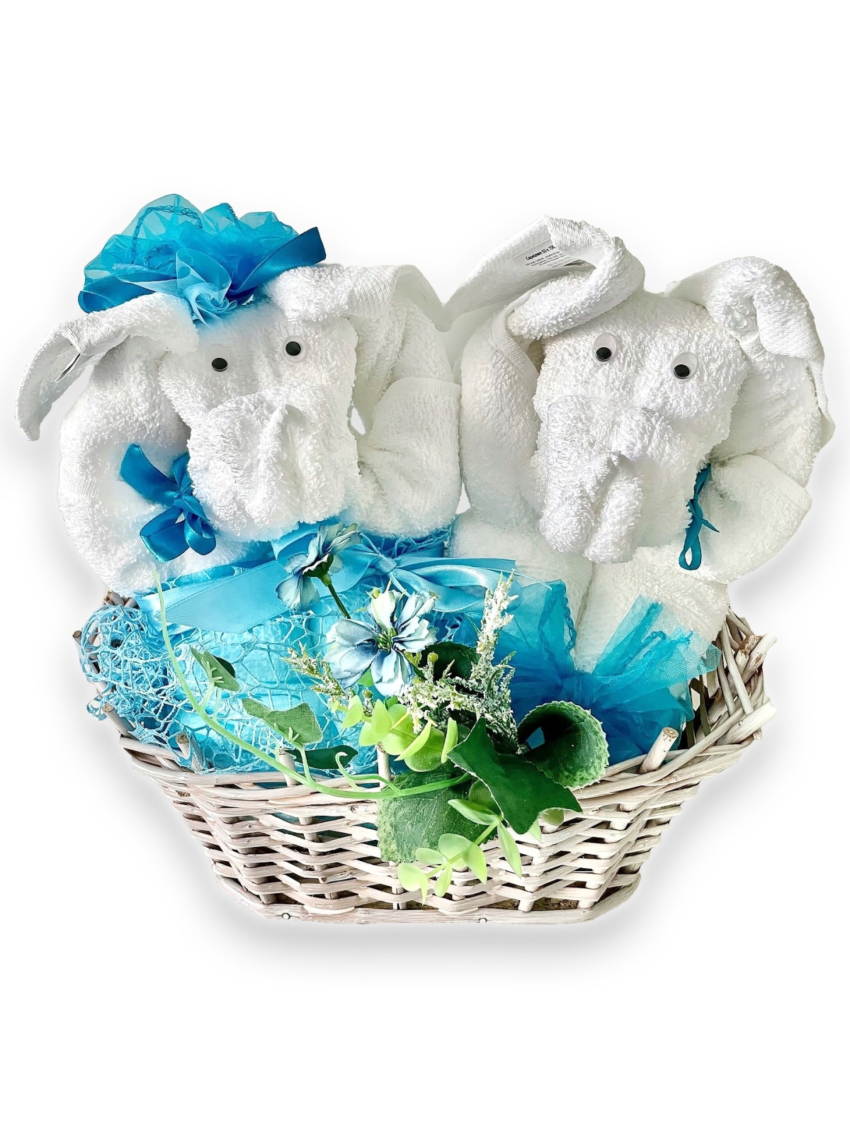 Zestaw Prezentowy Słonie z czterech ręczników - BLUE
